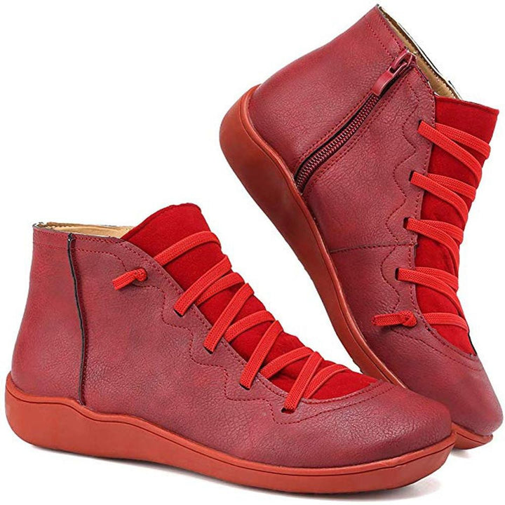 Liam Men's Leather Ankle Boots – Comfortable and Stylish with Geometric Laces and Zipper Closure