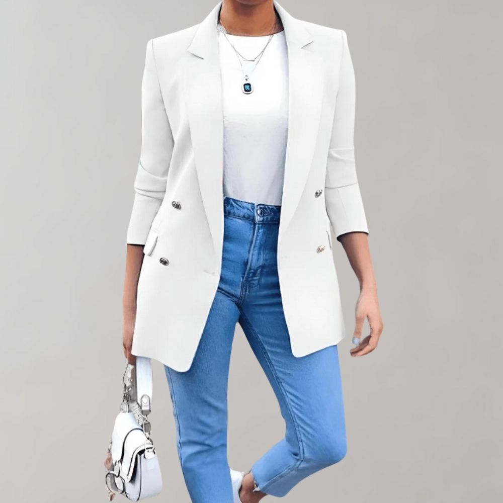 Liina Blazer Femme – Veste Élégante & Polyvalente en Tissu Premium au Style Intemporel
