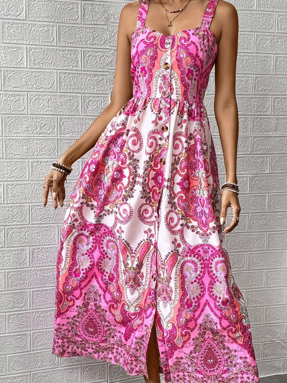 Luna Robe Longue Femme – Robe Bohème d’Été avec Bretelles Spaghetti et Coupe Fluide Aérienne