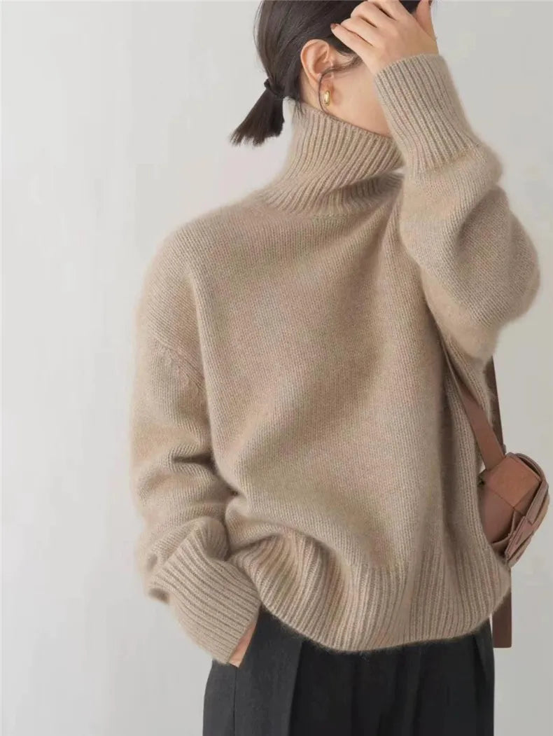 Lynn Pull Femme – Col Roulé en Laine Douce & Élégant pour Look Chic d’Hiver