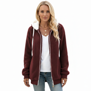 Livia Women's Fleece Zip-Up Hoodie – Soft and Warm Long Cut Sweatshirt with Hood