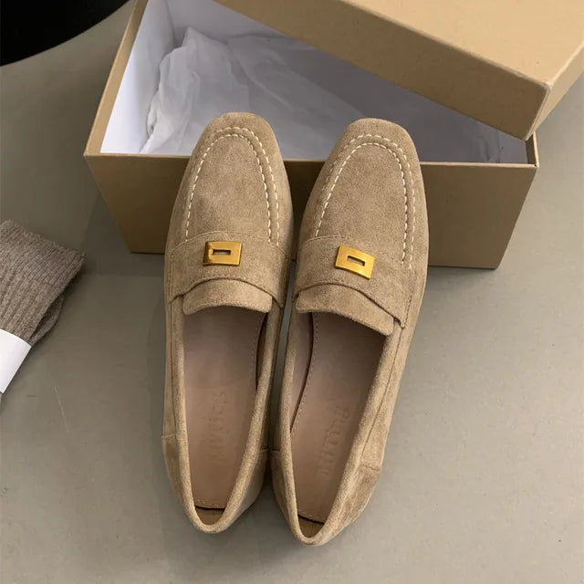 Lina Mocassins Femme – Chaussures Élégantes en Daim Léger avec Design Classique & Confort