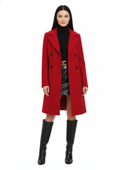 Sonia Mantel Lang Damen – Wollmantel Mit Gürtel Zweireihig Elegant & Warm