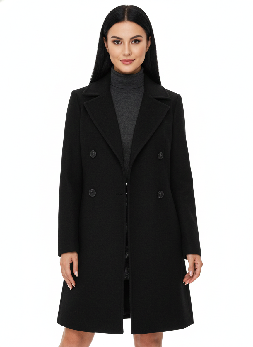 Sonia Mantel Lang Damen – Wollmantel Mit Gürtel Zweireihig Elegant & Warm