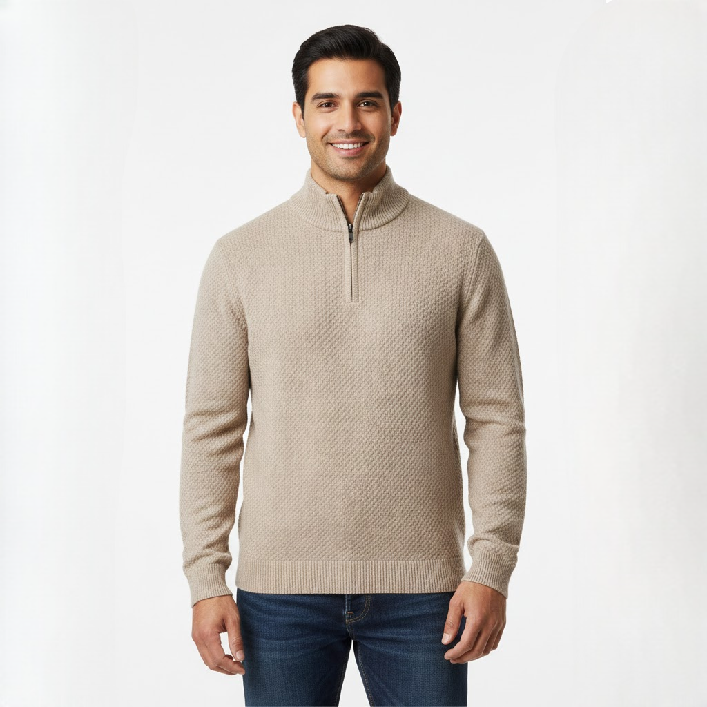 Louis Pull Homme Demi-Zip en Maille – Tricot Chaud & Style Élégant Automne/Hiver