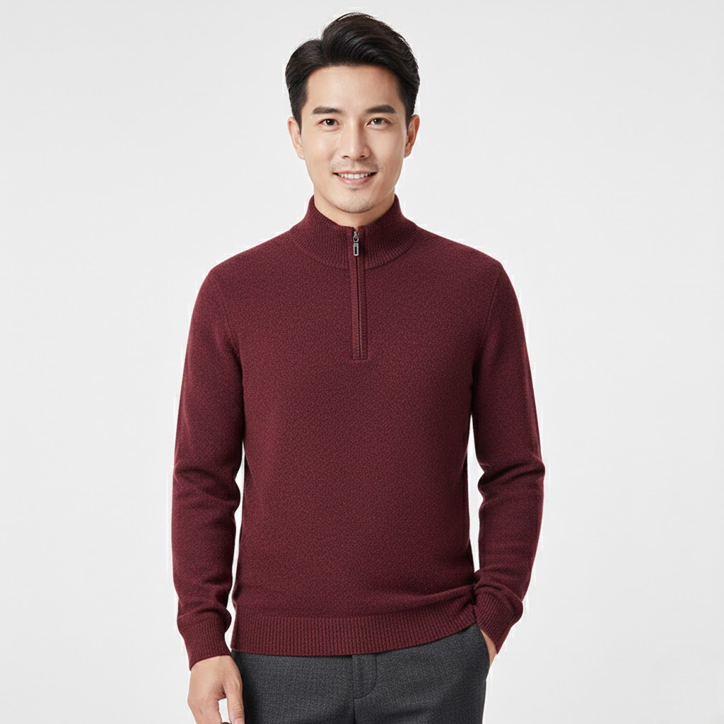 Louis Pull Homme Demi-Zip en Maille – Tricot Chaud & Style Élégant Automne/Hiver