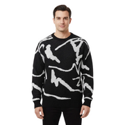 Luca Oversize Herre Trøje med Abstrakt Mønster – Blødt Strik, Moderne Kunstnerisk Stil