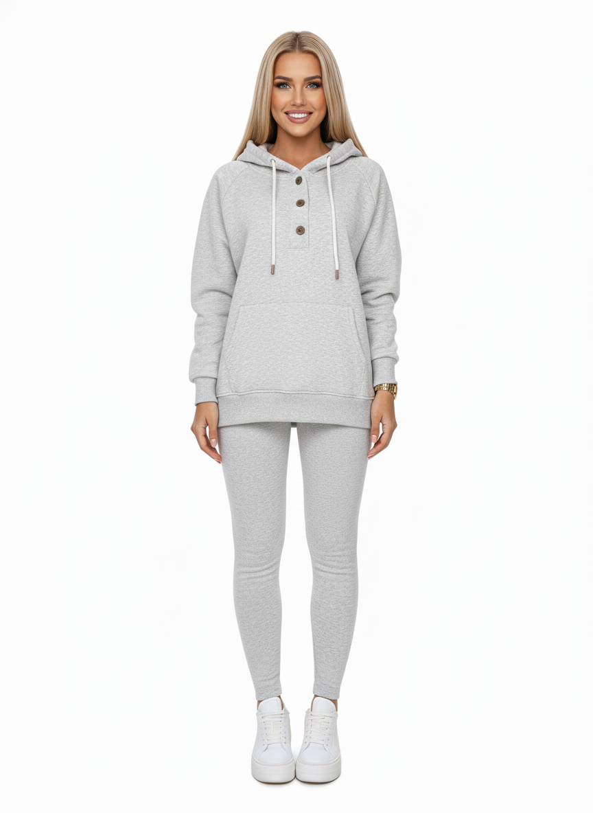 Lysa Ensemble Loungewear Femme – Set Confortable avec Sweat à Poche Kangourou & Pantalon Taille Haute