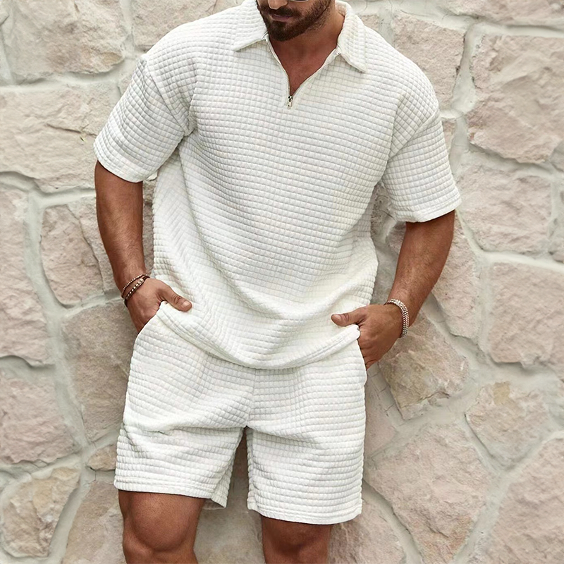 Silas Ensemble Men de Luxe - Polo en algodón transpirable y pantalones cortos a juego, comodidad de verano