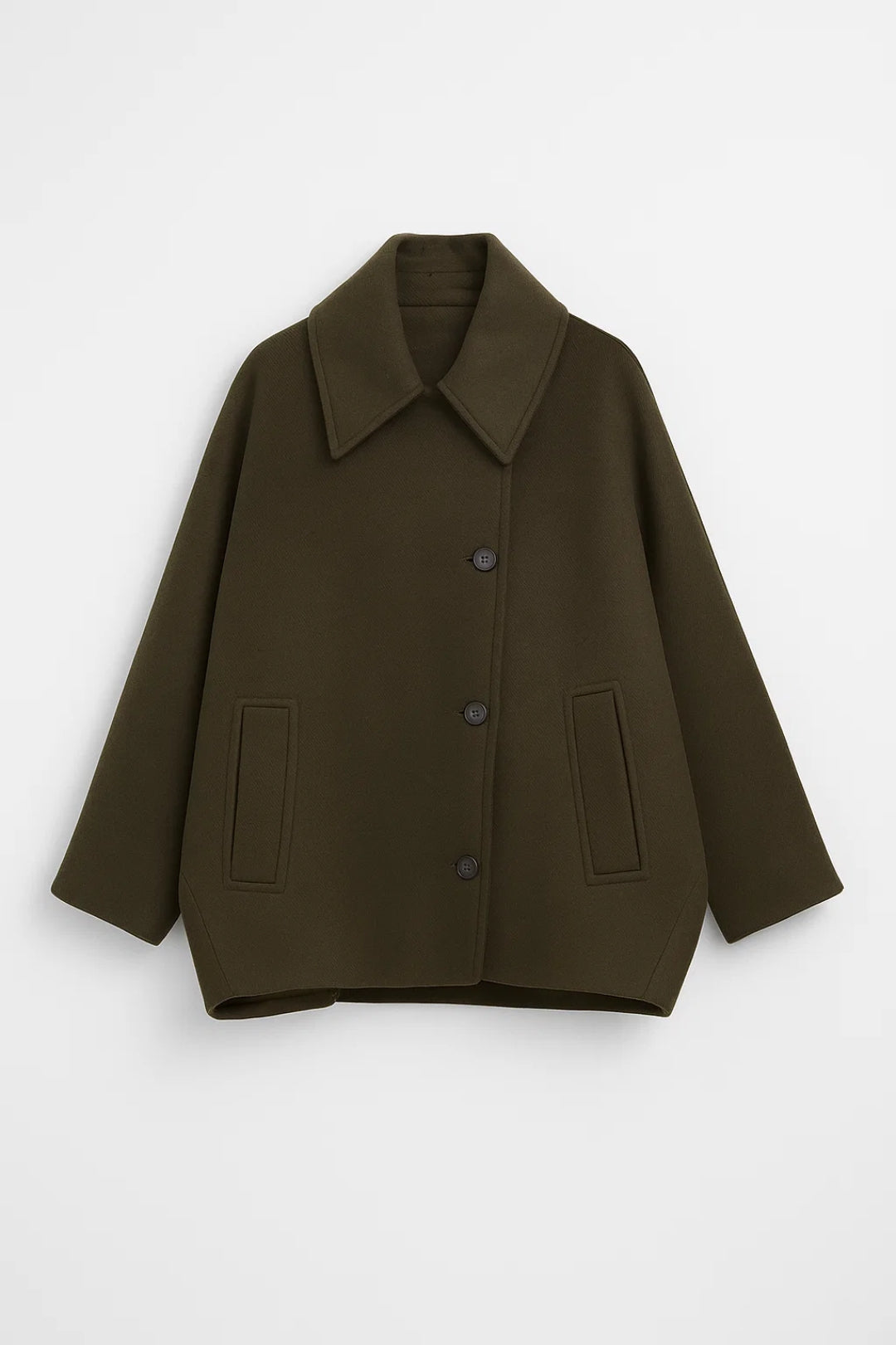 Emmeline Women's Short Oversized Coat – Structured Single-Breasted Coat for Winter