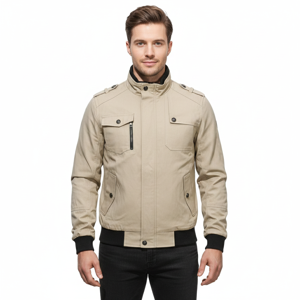 Mark Veste d’Hiver Homme – Veste Militaire Slim Fit avec Col Montant et Poches Boutonnées