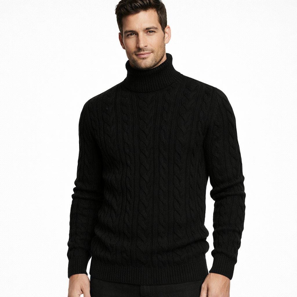Martin herre rullekrave sweater – tyk klassisk og varm kabelstrikket sweater