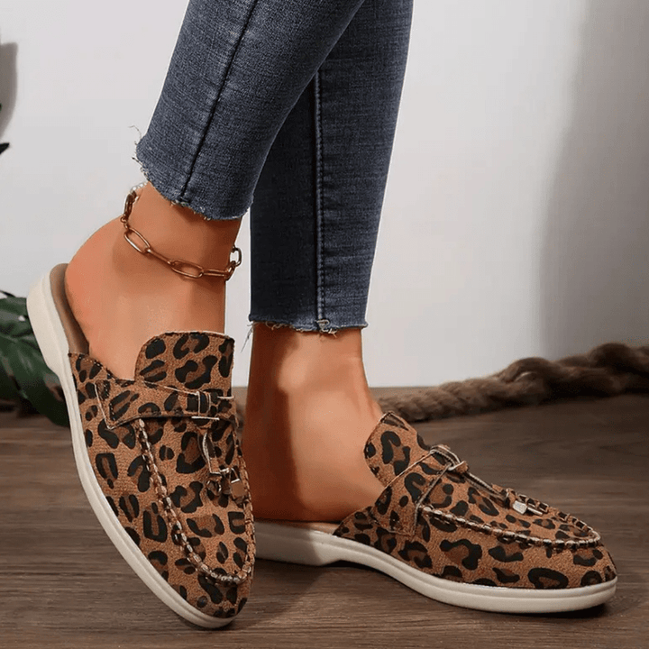 Moira Mocasins Mujeres - Mulas de leopardo sin talón con estilo flexible y salvaje