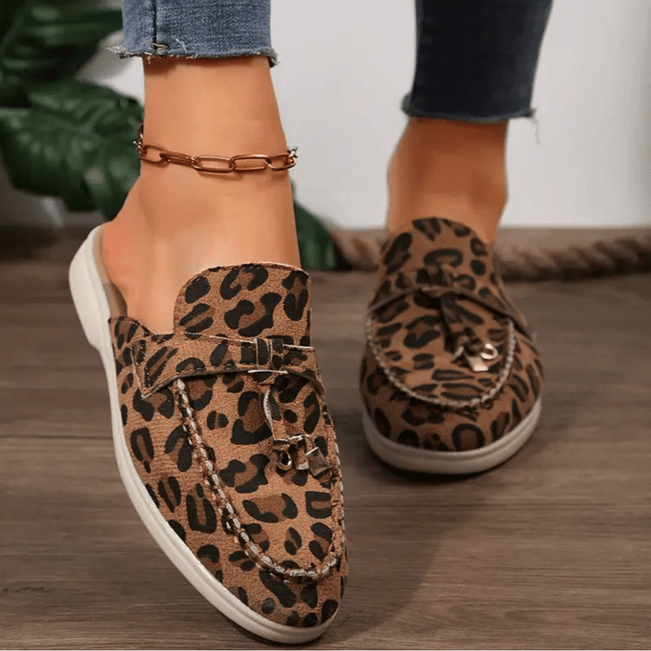 Moira Mocasins Mujeres - Mulas de leopardo sin talón con estilo flexible y salvaje