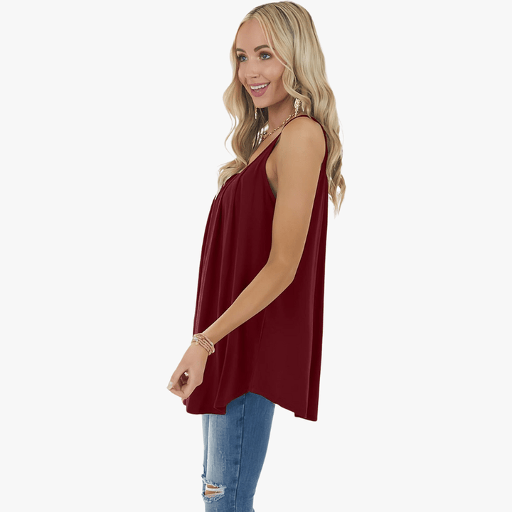 Jazzy Top Femme Été – Bretelles Réglables, Tissu Stretch Respirant & Coupe Ample Froncée