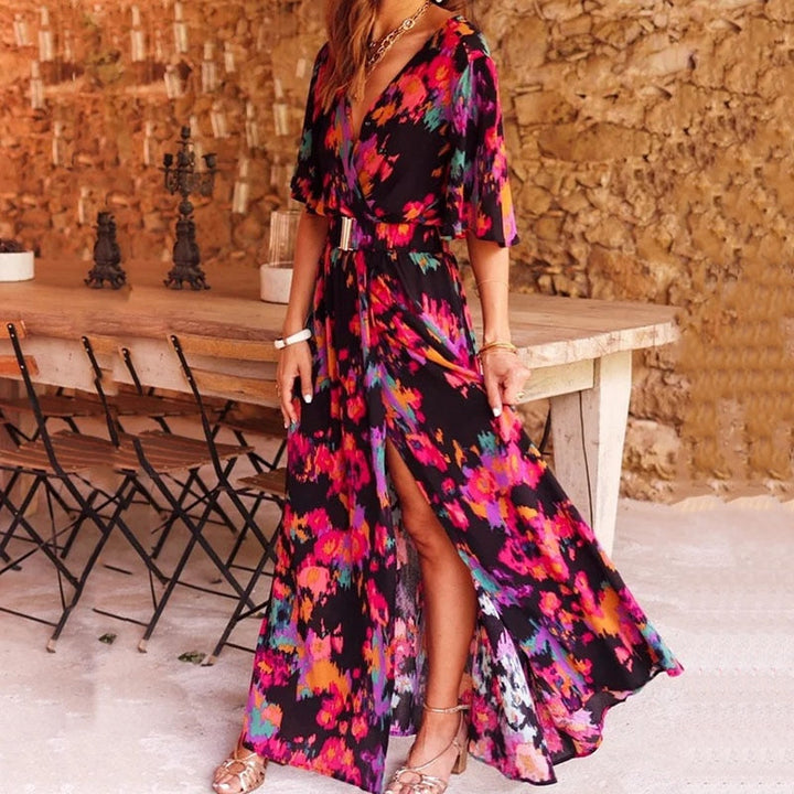 Robe Longue Femme Ronja – Élégante Robe Portefeuille avec Coupe Flatteuse & Design Estival Léger