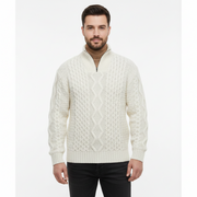 McArthur Pánský svetr s copánkovým vzorem – svetr s vysokým límcem na zip a elegantním přiléhavým střihem