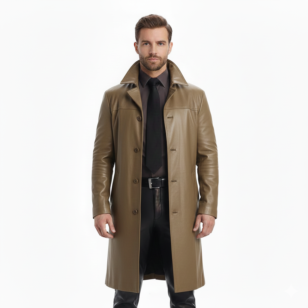 Marlo Trench Long Homme – Manteau Élégant à Boutonnage Classique Coupe Moderne