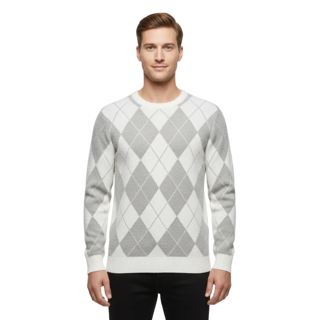 Pulover bărbătesc Mick cu model în carouri – Tricot clasic din lână amestecată elegantă