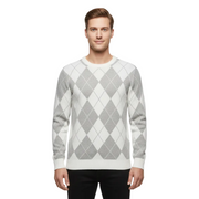 Mick Pánský Svetr V Kostkovaném Vzoru – Elegantní Klasický Pletený Svetr z Míchané Vlny