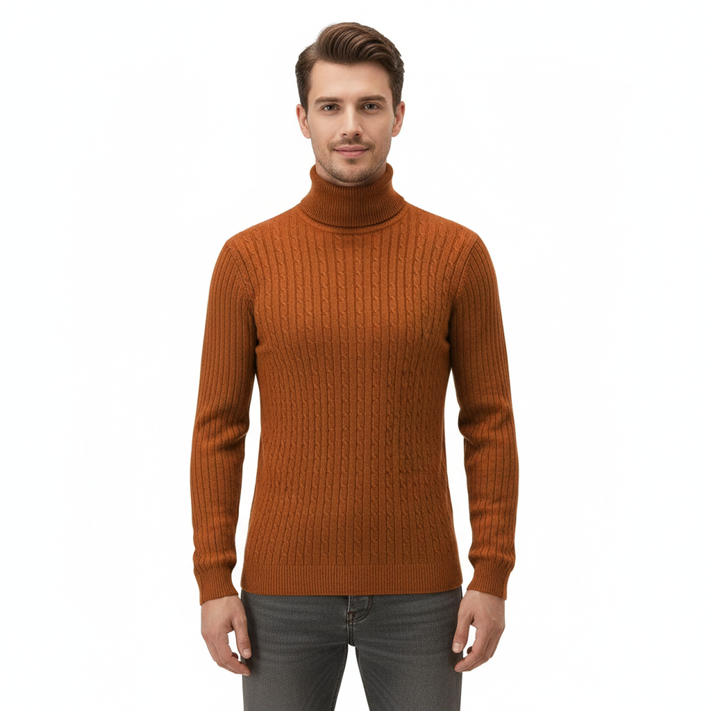 Miles Pull Col Roulé Homme Lunero Eindhoven – Pull Slim Fit en Maille Chaude et Élégante