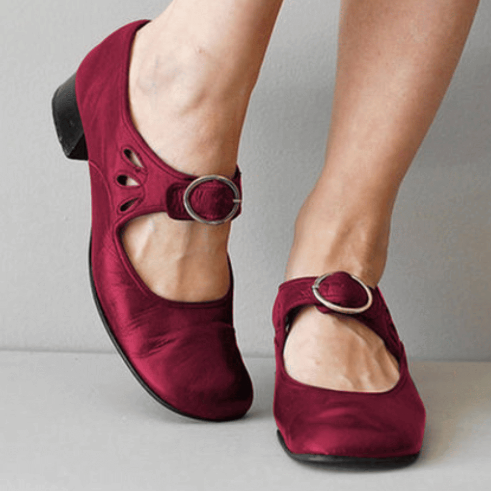 Raianne Chaussures Femme - Cuir Véritable, Bout Rond, Talon Bloc Bas, Sangle Boucle - Style Vintage pour Toutes Occasions