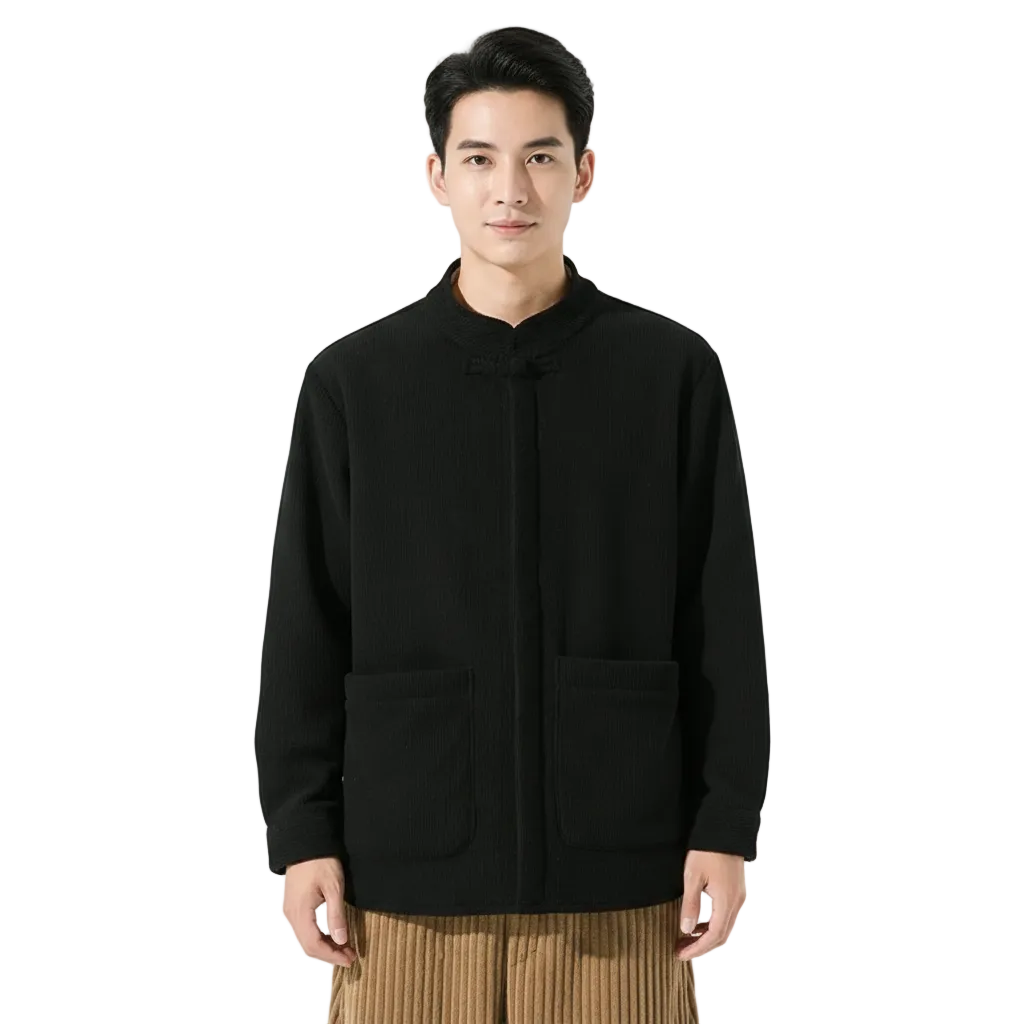 Nixon Kurtka Męska Z Aksamitnego Sztruksu – Kołnierz Stójka, Prosty Krój i Nowoczesny Styl Retro