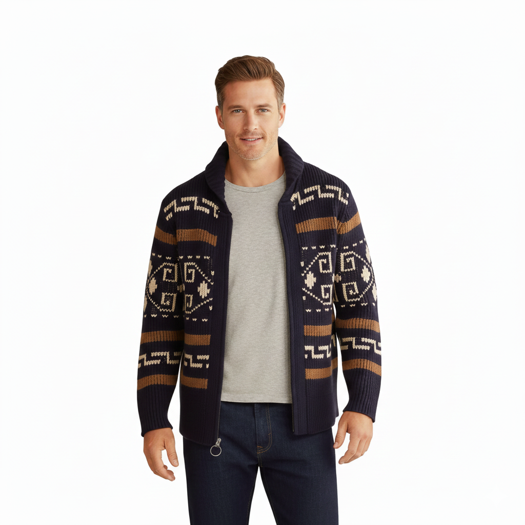Noah Herrenweste mit Reißverschluss aus Mischwolle – Warmer Strickcardigan, Regular Fit, Modernes Design