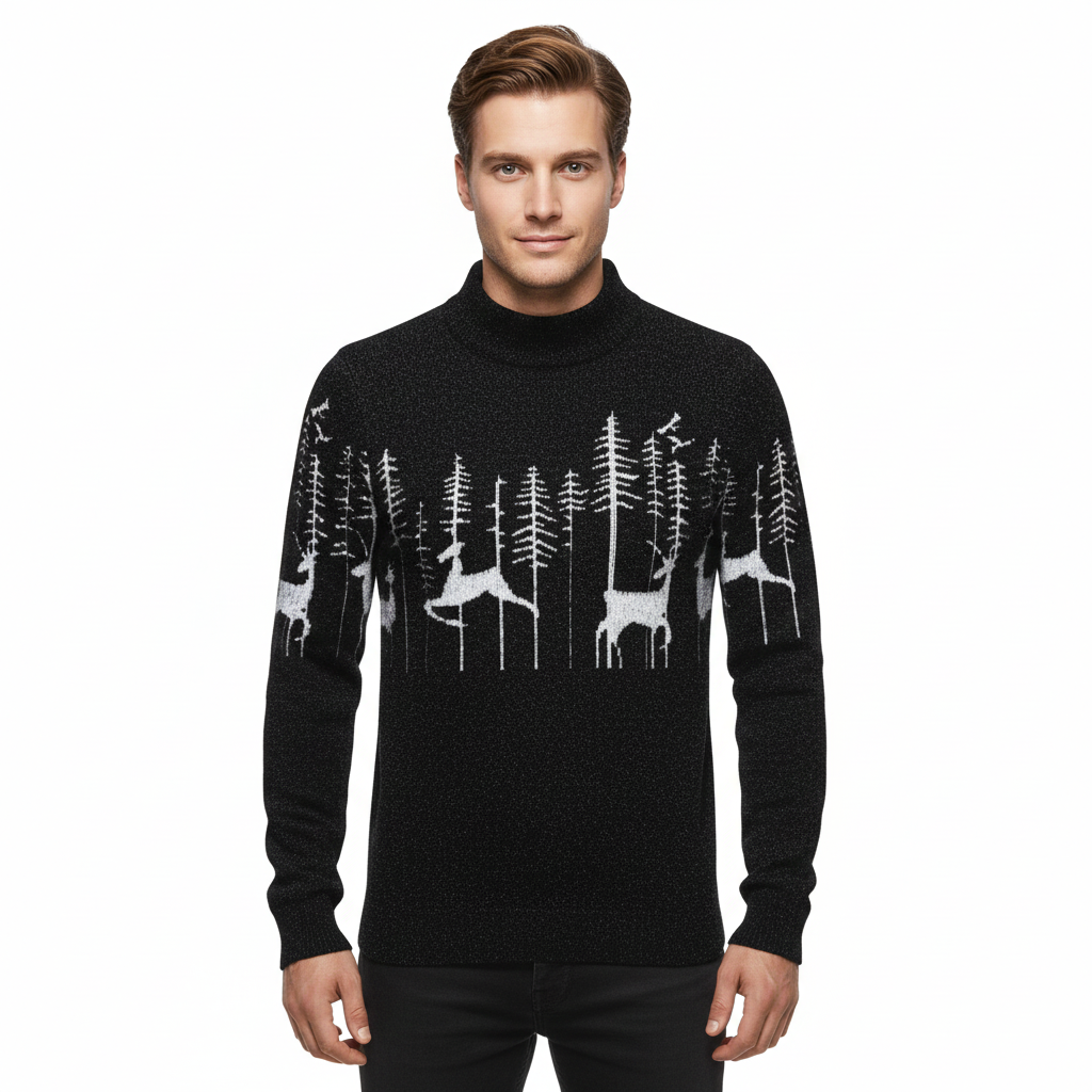 Noël Pull de Noël Homme à Motif Renne – Maille Épaisse, Chaleur Festive & Style Ludique