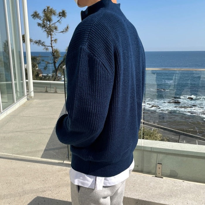 Louie Pull Demi-Zip Homme – Style Nordique, Tissu Doux & Chaleur Automne-Hiver