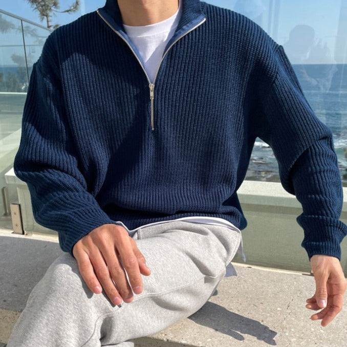 Louie Pull Demi-Zip Homme – Style Nordique, Tissu Doux & Chaleur Automne-Hiver