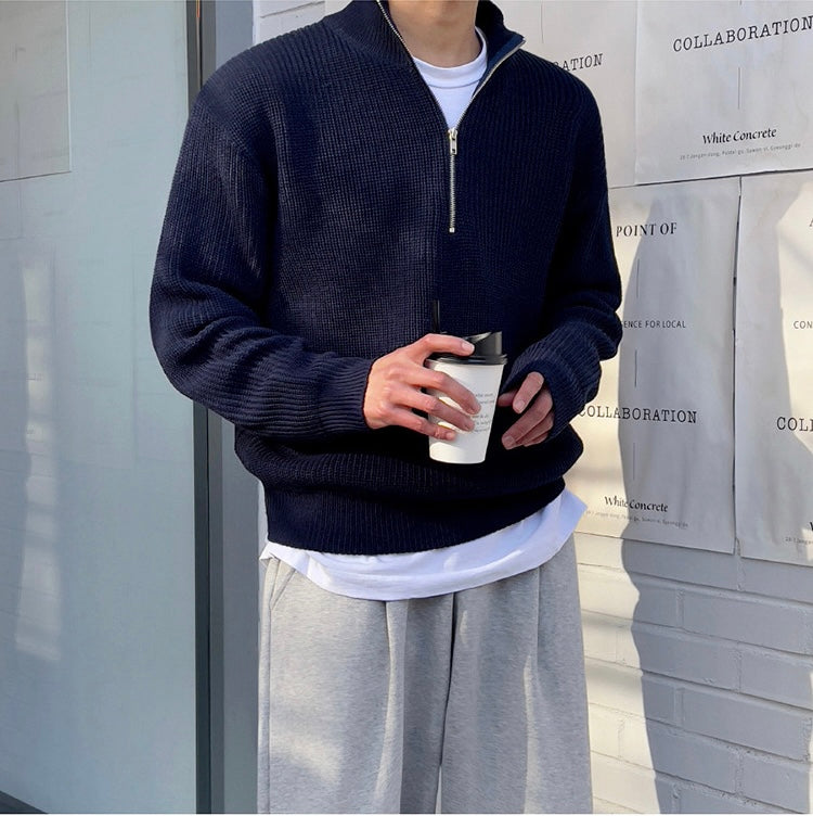 Louie Pull Demi-Zip Homme – Style Nordique, Tissu Doux & Chaleur Automne-Hiver