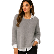 Novalee Pull Femme Mohair – Coupe Ample, Col Bateau & Maille Douce Élégante