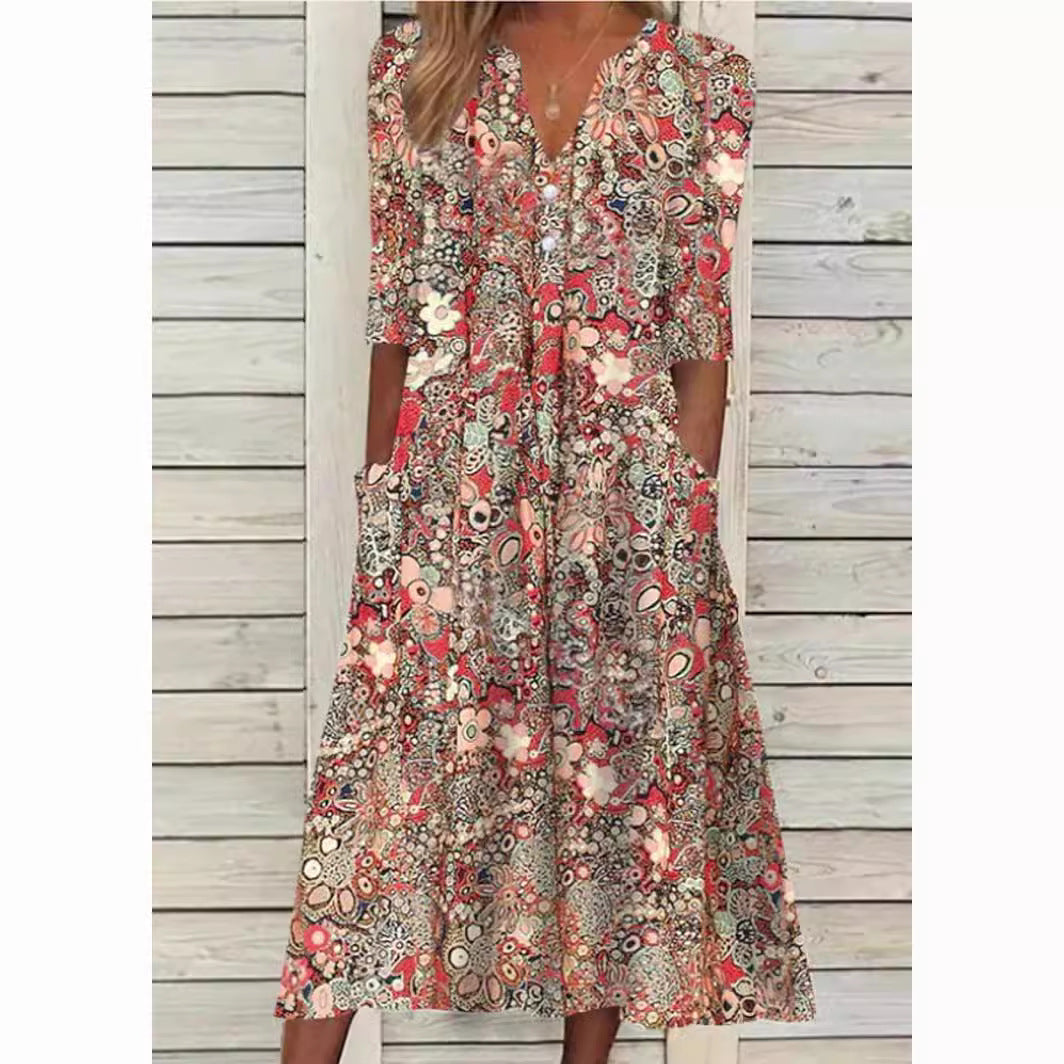Alice Robe Chemise Femme – Élégant Imprimé Floral, Coupe Cintrée & Confort pour Toutes Occasions