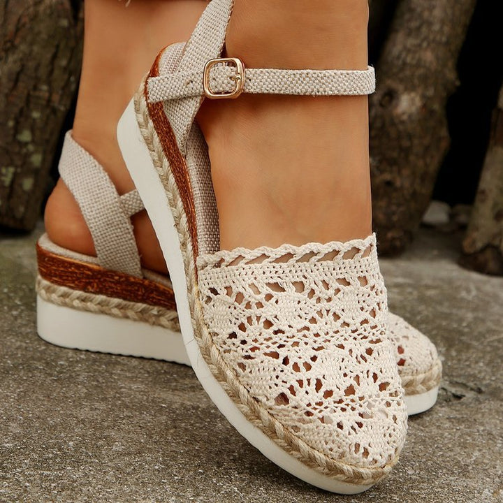 Bailey Espadrilles Femme – Chaussures d'Été Bohèmes avec Détail Crocheté & Look Naturel