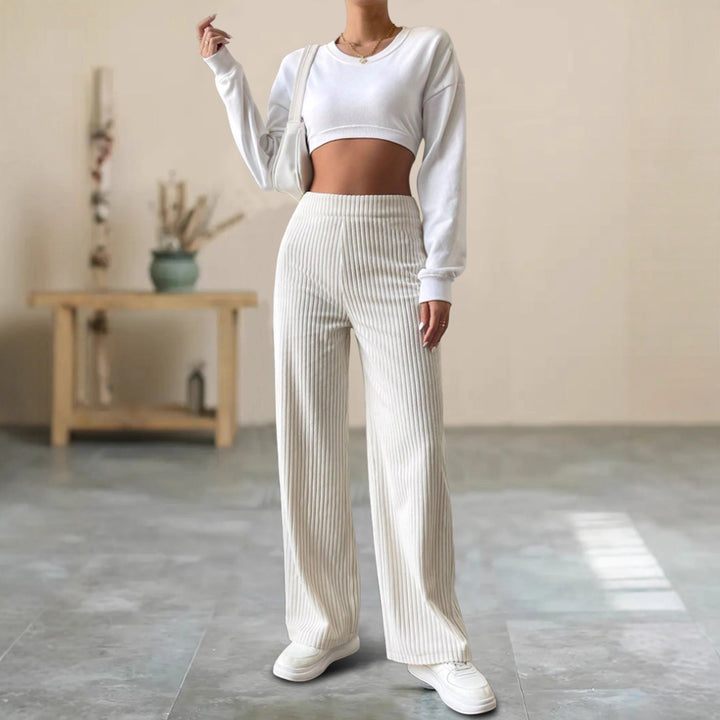 Kehlani Pantalon Femme – Pantalon Rayé Taille Haute Ample & Élégant pour un Style Chic Automne/Hiver