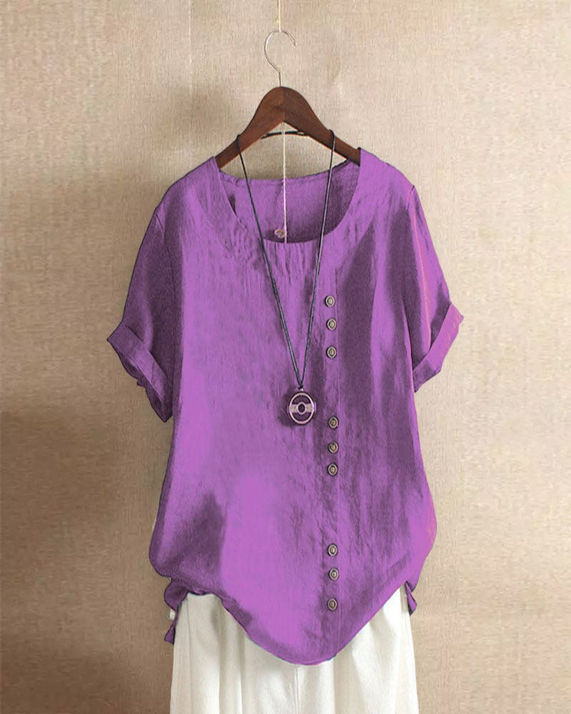 Lena Blouse Femme – Blouse Légère en Lin avec Boutonnage & Look Naturel