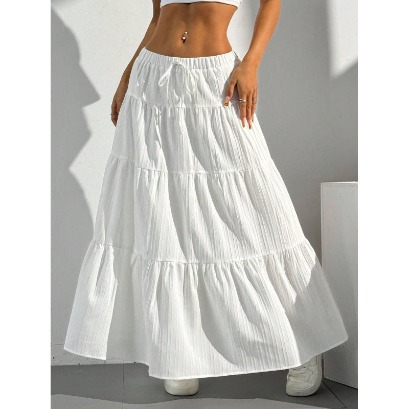 Alna Jupe Longue Femme – Coupe Évasée à Volants avec Taille Élastique à Cordon