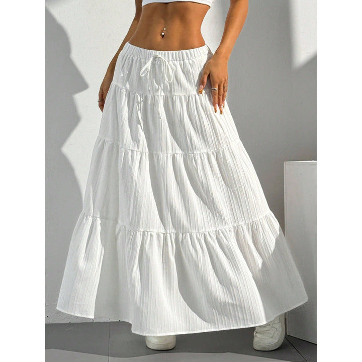 Alna Jupe Longue Femme – Coupe Évasée à Volants avec Taille Élastique à Cordon