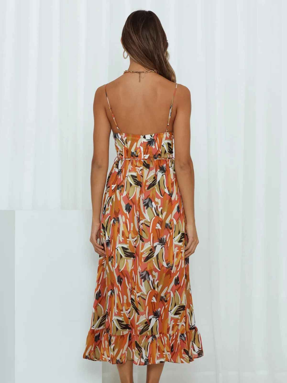 Chloe Robe Longue Femme – Robe d’Été Légère avec Imprimé Tropical et Bretelles Spaghetti Flatteuses