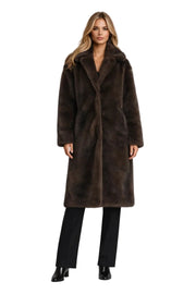 Gia Abrigo Largo Mujer – Efecto Piel de Lujo con Cuello Chal y Corte Elegante