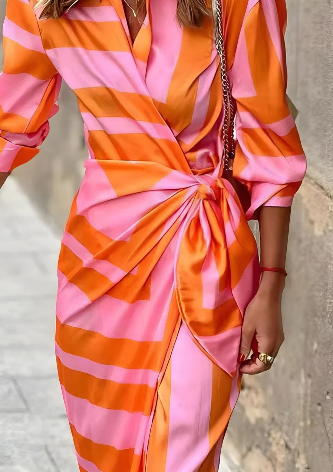 Robe Portefeuille Femme Amelia – Robe Croisée Rayée avec Coupe Flatteuse & Confort Légèr