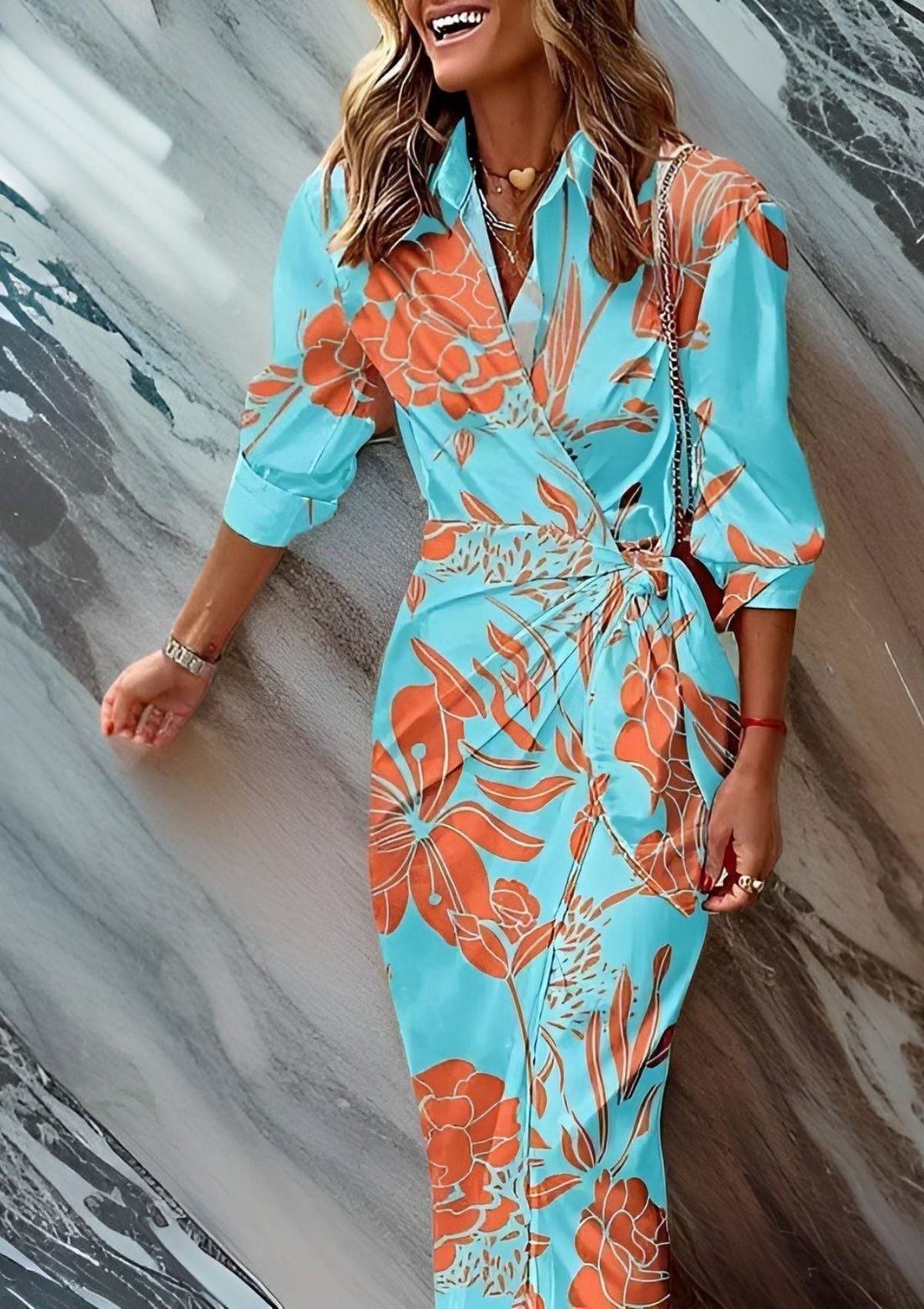 Robe Portefeuille Femme Amelia – Robe Croisée Rayée avec Coupe Flatteuse & Confort Légèr