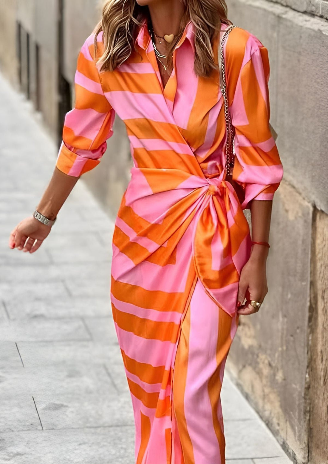 Robe Portefeuille Femme Amelia – Robe Croisée Rayée avec Coupe Flatteuse & Confort Légèr