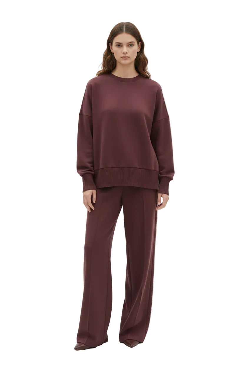 Lindy Ensemble Loungewear Damen Elegant – Oversize Sweatshirt & Weite Hose Komfort Chic