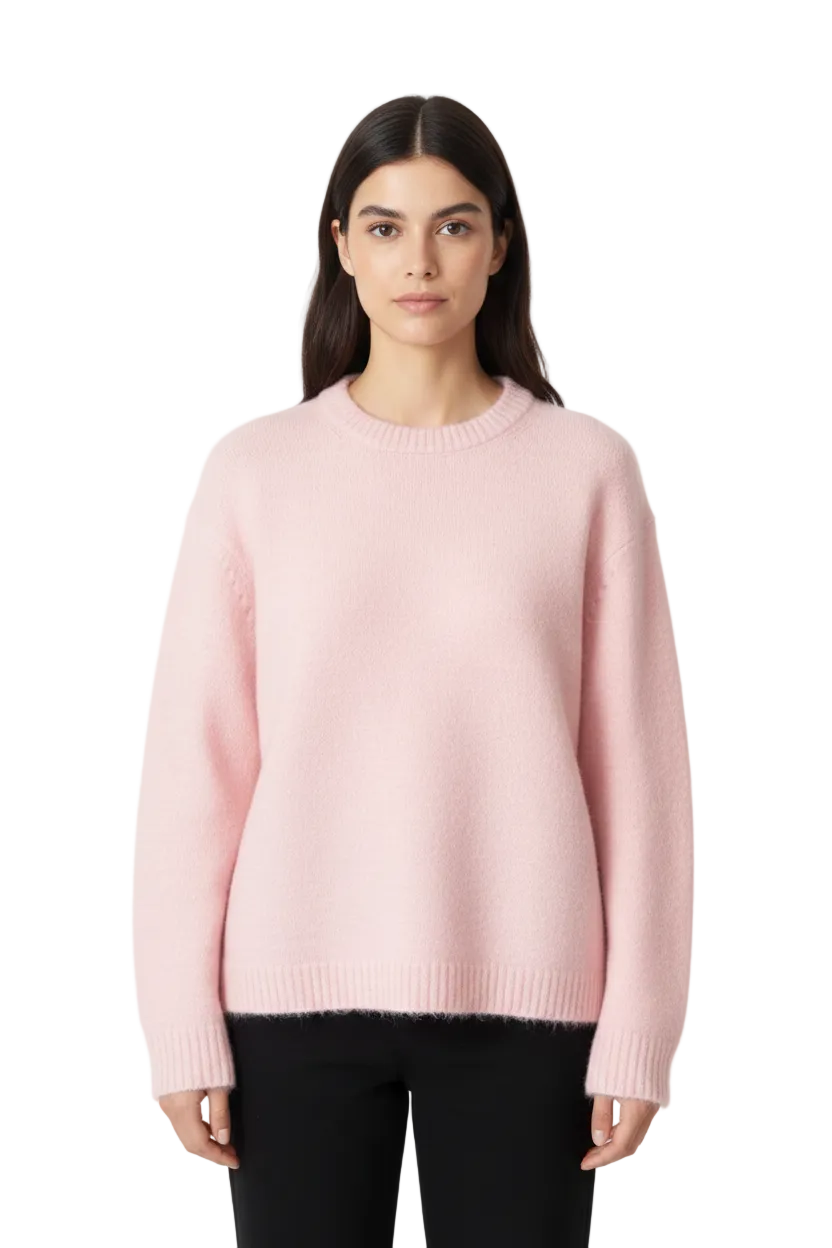 Riam Pull Oversize Mujer – Tejido Suave con Mangas Globo, Cuello Redondo y Corte Elegante
