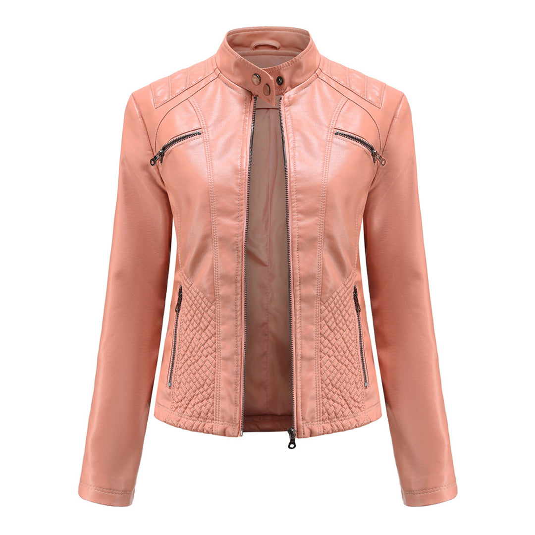 Andrijana Veste Femme – Veste en Cuir Souple Élégante avec Fermeture Asymétrique