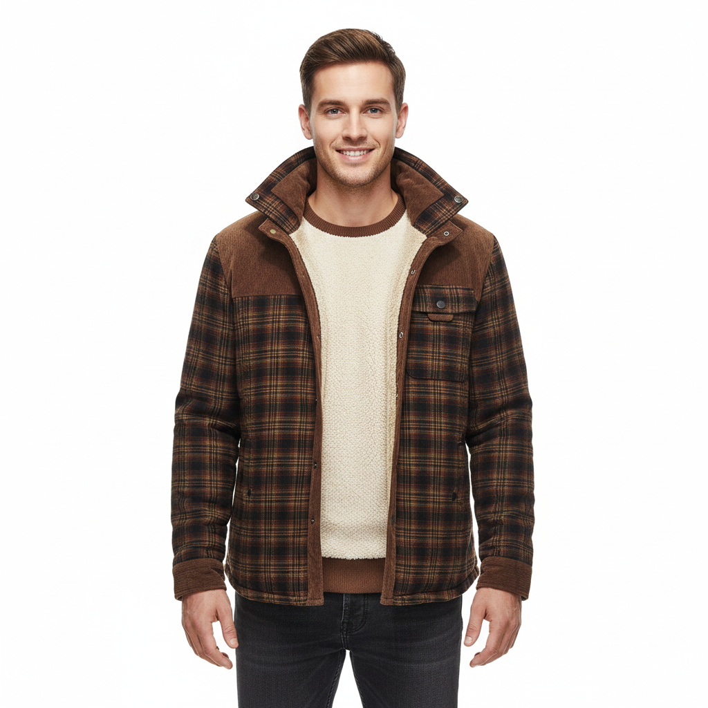 Arthuro Manteau d’Hiver Homme – Veste à Carreaux Élégante avec Col Revers & Boutonnage Classique