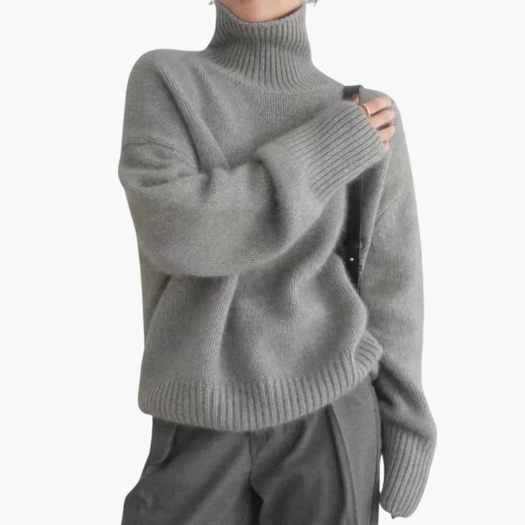 Lucy Pull Donna a Collo Alto – Maglia Coste Morbida a Maniche Lunghe con Collo Alto