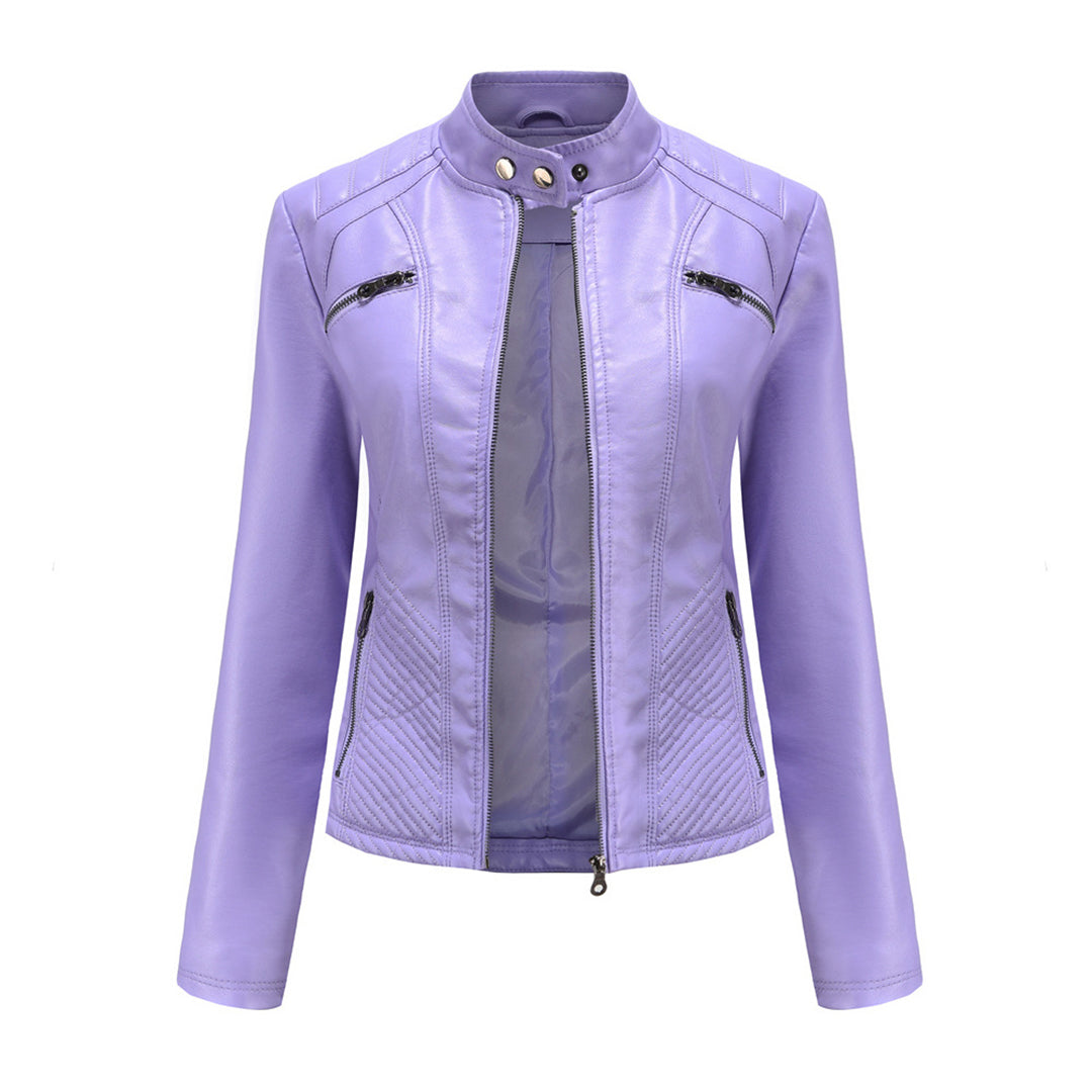 Andrijana Veste Femme – Veste en Cuir Souple Élégante avec Fermeture Asymétrique